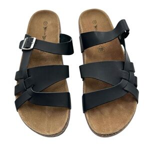 Nature Breeze Cork Footbed Genuine Leather Sock Slide Sandals NWOB Women Size 10